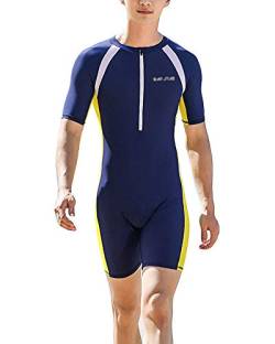 YOUCAI Herren/Damen Einteilig Kurzarm Sportlicher Schwimmanzug Surfbekleidung Neoprenanzug Trainings-Badeanzug mit Reißverschluss vorne Schnelltrocknender Badebekleidung Bodysuits Shorty Mann L von YOUCAI