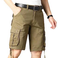 YOUCAI Herren Cargo Shorts Taktische Shorts Bermuda Sommer Outdoor Shorts Kurze Cargohose Freizeitshorts Lässige Arbeitsshorts Ohne Gürtel,Armee Gelb,44 von YOUCAI