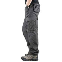 YOUCAI Herren Cargohose aus Baumwolle Viele Taschen Cargo Hose Arbeitshose Freizeit Hose Wanderhose Trekkinghose Outdoor Tactical Hose,6 Taschen dunkelgrau,42 von YOUCAI