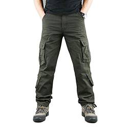 YOUCAI Herren Cargohose aus Baumwolle Viele Taschen Cargo Hose Arbeitshose Freizeit Hose Wanderhose Trekkinghose Outdoor Tactical Hose,8 Taschen Army Green,36 von YOUCAI