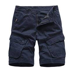 YOUCAI Herren Casual Shorts Sommer Casual Classic Shorts Baumwolle Mit Mehreren Taschen Und Bequemen Shorts Navy blau 36W von YOUCAI
