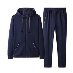 YOUCAI Herren Freizeitanzug Jogginganzug Kapuzenjacke Hoodie Jogginghose Tracksuit Set Langarm Reißverschluss Sweatjacke Trainings,Blau1,6XL von YOUCAI