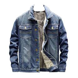 YOUCAI Herren Jeansjacke Flanellhemd Winterjacke Thermohemd Jacke Strickjacke Sweatshirt Elegante Freizeitjacke Outdoorjacke Männer Jacke Slim Fit,Blau,4XL von YOUCAI