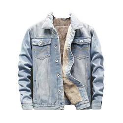 YOUCAI Herren Jeansjacke Flanellhemd Winterjacke Thermohemd Jacke Strickjacke Sweatshirt Elegante Freizeitjacke Outdoorjacke Männer Jacke Slim Fit,Blau2,7XL von YOUCAI