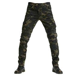 YOUCAI Herren Motorradhose Motorradjeans Denim Motorrad Hose mit Protektoren Motorradbekleidung Schutzkleidung Slim Fit Denim Hose,Camo,3XL von YOUCAI