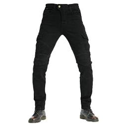 YOUCAI Herren Motorradhose Motorradjeans Denim Motorrad Hose mit Protektoren Motorradbekleidung Schutzkleidung Slim Fit Denim Hose,Schwarz,XL von YOUCAI