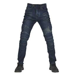 YOUCAI Herren Slim Fit Motorrad Jeans mit Protektoren Knie Und Hüftprotektoren Stretch Slim Fit Denim Motorradhose Cargo Motorradjeans Schutzhose Biker Pants,Blau,M von YOUCAI