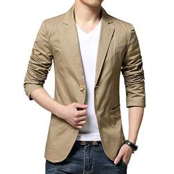 YOUCAI Herren Slim Fit Sakko Freizeit Männer Blazer Modern Leichte Jackett Einfarbig Anzugjacke Zweiknopf Suit Blazer für Hochzeit Party Business,Khaki,4XL von YOUCAI