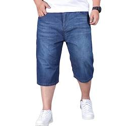 YOUCAI Jeans Shorts Herren Kurze Hosen 3/4 Stretch Shorts Baumwolle Bermuda Sommer Hose,Blau1,44 von YOUCAI