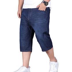 YOUCAI Jeans Shorts Herren Kurze Hosen 3/4 Stretch Shorts Baumwolle Bermuda Sommer Hose,Schwarz Blau1,44 von YOUCAI