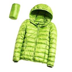 YOUCAI Leichte Daunenjacke Damen mit Kapuze Steppjacke Übergangsjacke Gesteppt Stepp Puffer Jacke,Grün,L von YOUCAI