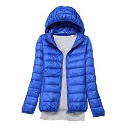 YOUCAI Leichte Daunenjacke Damen mit Kapuze Steppjacke Übergangsjacke Gesteppt Stepp Puffer Jacke,Königsblau,M von YOUCAI