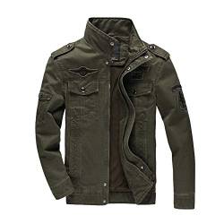 YOUCAI Military Jacke Herren Herbst Winter Übergangsjacke Leichte Fliegerjacke Stehkragen Funktionsjacke Winddicht Wasserdicht Sportjacke Bomber Jacke Multi Taschen Armee Jacke Feldjacke,Grün, von YOUCAI