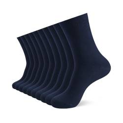 YOUCHAN 10 Paar Business Socken für Herren und Damen ohne Naht Atmungsaktiver Baumwoll Diabetikersocken Navy Blau 39-42 von YOUCHAN