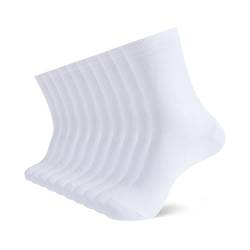 YOUCHAN 10 Paar Business Socken für Herren und Damen ohne Naht Atmungsaktiver Baumwoll Diabetikersocken Weiß 35-38 von YOUCHAN