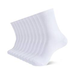 YOUCHAN 10 Paar Business Socken für Herren und Damen ohne Naht Atmungsaktiver Baumwoll Diabetikersocken Weiß 39-42 von YOUCHAN