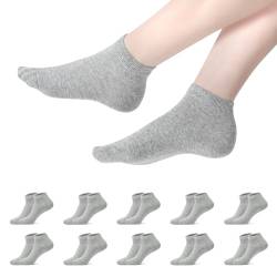 YOUCHAN 10 Paar Sneaker Socken Herren Damen Baumwolle Sportsocken Komfortabel Laufsocken Halbsocken Grau 43 46 von YOUCHAN