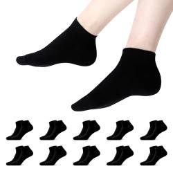 YOUCHAN 10 Paar Sneaker Socken Herren Damen Baumwolle Sportsocken Komfortabel Laufsocken Halbsocken Schwarz 39 42 von YOUCHAN