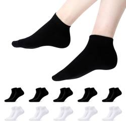 YOUCHAN 10 Paar Sneaker Socken Herren Damen Baumwolle Sportsocken Komfortabel Laufsocken Halbsocken Schwarz Weiß 39 42 von YOUCHAN