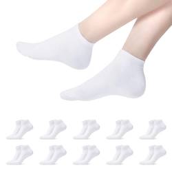 YOUCHAN 10 Paar Sneaker Socken Herren Damen Baumwolle Sportsocken Komfortabel Laufsocken Halbsocken Weiß 35 38 von YOUCHAN