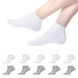 YOUCHAN 10 Paar Sneaker Socken Herren Damen Baumwolle Sportsocken Komfortabel Laufsocken Halbsocken Weiß Grau 39 42 von YOUCHAN