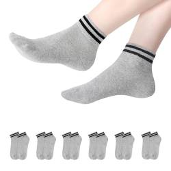 YOUCHAN 6 Paar Sneaker Socken Herren Damen Retro Kurze Socken Baumwolle Komfortabel Knöchelsocken Grau 35-38 von YOUCHAN