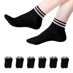 YOUCHAN 6 Paar Sneaker Socken Herren Damen Retro Kurze Socken Baumwolle Komfortabel Knöchelsocken Schwarz 35-38 von YOUCHAN