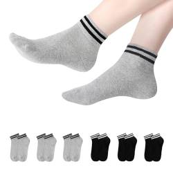 YOUCHAN 6 Paar Sneaker Socken Herren Damen Retro Kurze Socken Baumwolle Komfortabel Knöchelsocken Schwarz Grau 35-38 von YOUCHAN