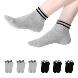 YOUCHAN 6 Paar Sneaker Socken Herren Damen Retro Kurze Socken Baumwolle Komfortabel Knöchelsocken Schwarz Grau 43-46 von YOUCHAN