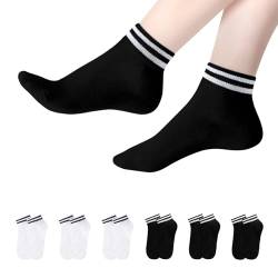 YOUCHAN 6 Paar Sneaker Socken Herren Damen Retro Kurze Socken Baumwolle Komfortabel Knöchelsocken Schwarz Weiß 35-38 von YOUCHAN