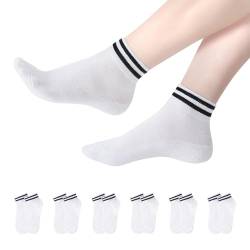 YOUCHAN 6 Paar Sneaker Socken Herren Damen Retro Kurze Socken Baumwolle Komfortabel Knöchelsocken Weiß 35-38 von YOUCHAN