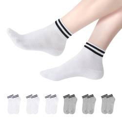 YOUCHAN 6 Paar Sneaker Socken Herren Damen Retro Kurze Socken Baumwolle Komfortabel Knöchelsocken Weiß Grau 35-38 von YOUCHAN