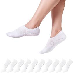 YOUCHAN Füßlinge Socken Damen 35-38 Weiß Unsichtbare Rutschfestes Baumwolle Atmungsaktiv 10 Paar von YOUCHAN