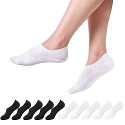 YOUCHAN Füßlinge Socken Damen Schwarz Unsichtbare Rutschfestes Baumwolle Atmungsaktiv Weiß 39-42 10 Paar von YOUCHAN