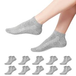 YOUCHAN Sneaker Socken Damen Herren 10 Paar Atmungsaktives Mesh Sportsocken Kurze Halbsocken Baumwollsocken-Grau 43-46 von YOUCHAN