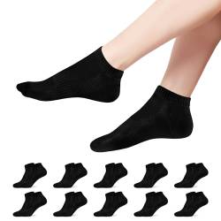 YOUCHAN Sneaker Socken Damen Herren 10 Paar Atmungsaktives Mesh Sportsocken Kurze Halbsocken Baumwollsocken-Schwarz 35-38 von YOUCHAN