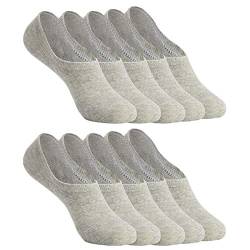 YOUCHAN Sneaker Socken Damen Herren Füßlinge 10 Paar Footies Unsichtbare Kurze No Show Socken Großes Silikonpad Anti Rutsch_Grau_47-50 von YOUCHAN