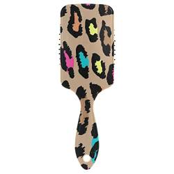 Haarbürste für Damen Mädchen, Bunter Leoparden-Druck Paddel Bürste Haarbürste Luftkissen Kamm für alle Haartypen von YOUJUNER