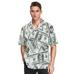 Herren Kurzarm Hawaiihemd US Dollar-Geld-Druck Männer Casual Funky Hawaii Hemd Button Down Urlaub Hemd Reise Shirt Strand Beilaufig Freizeit Hemd von YOUJUNER