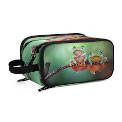 Kulturbeutel 3D-Tier-Frosch Große Kosmetiktasche Kulturtasche Waschtasche Make Up Tasche Waschbeutel Schminktasche für Damen Mädchen von YOUJUNER