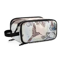 Kulturbeutel Blumenkolibri Große Kosmetiktasche Kulturtasche Waschtasche Make Up Tasche Waschbeutel Schminktasche für Damen Mädchen von YOUJUNER