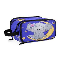 Kulturbeutel Cartoon-Elefant-Mond-Stern Große Kosmetiktasche Kulturtasche Waschtasche Make Up Tasche Waschbeutel Schminktasche für Damen Mädchen von YOUJUNER