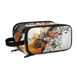 Kulturbeutel Musiknote Gitarre Große Kosmetiktasche Kulturtasche Waschtasche Make Up Tasche Waschbeutel Schminktasche für Damen Mädchen von YOUJUNER