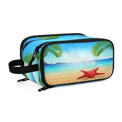 Kulturbeutel Sommer-Strand-Seestern Große Kosmetiktasche Kulturtasche Waschtasche Make Up Tasche Waschbeutel Schminktasche für Damen Mädchen von YOUJUNER