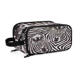 Kulturbeutel Tier Zebra-Druck Große Kosmetiktasche Kulturtasche Waschtasche Make Up Tasche Waschbeutel Schminktasche für Damen Mädchen von YOUJUNER