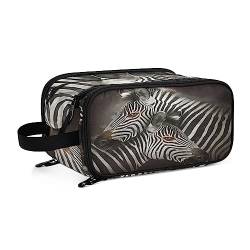 Kulturbeutel Zebra-Design Große Kosmetiktasche Kulturtasche Waschtasche Make Up Tasche Waschbeutel Schminktasche für Damen Mädchen von YOUJUNER