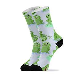 YOUJUNER 1 Paar Socken mit Fröschen, für Herren und Damen, hohe Knöchelsocken, lange Socken, Frösche, Grün, mehrfarbig, M von YOUJUNER