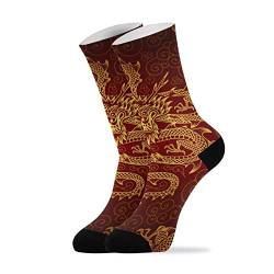 YOUJUNER Chinesische Tier-Drachen-Socken für Herren und Damen, hohe Knöchelsocken, lange Socken, Kleidersocken, 1 Paar, mehrfarbig, M von YOUJUNER