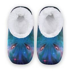 YOUJUNER Damen Hausschuhe Galaxy-Wolf-Gesicht Memory Schaum Slippers für Frauen Winter Warme Pantoffeln Geschlossene Haus Schuhe Bequeme Schlafzimmer Schuhe Baumwolleschuhe von YOUJUNER