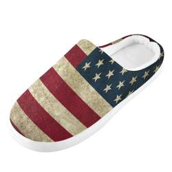 YOUJUNER Damen Memory Foam Slipper Vintage USA Flagge Damen Haus Hausschuhe Weich Warm Gemütlich Slip On Hausschuhe Hausschuhe für Frauen Männer, mehrfarbig, 11/12 UK Men/ 12/13 UK Women von YOUJUNER